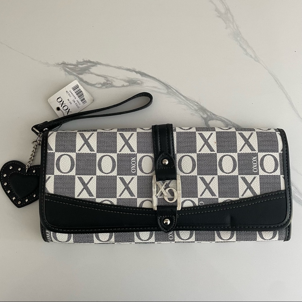 NWT XOXO Black & White Large Clutch Handbag